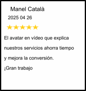 Reseña de cliente satisfecho con avatar en vídeo para servicios web