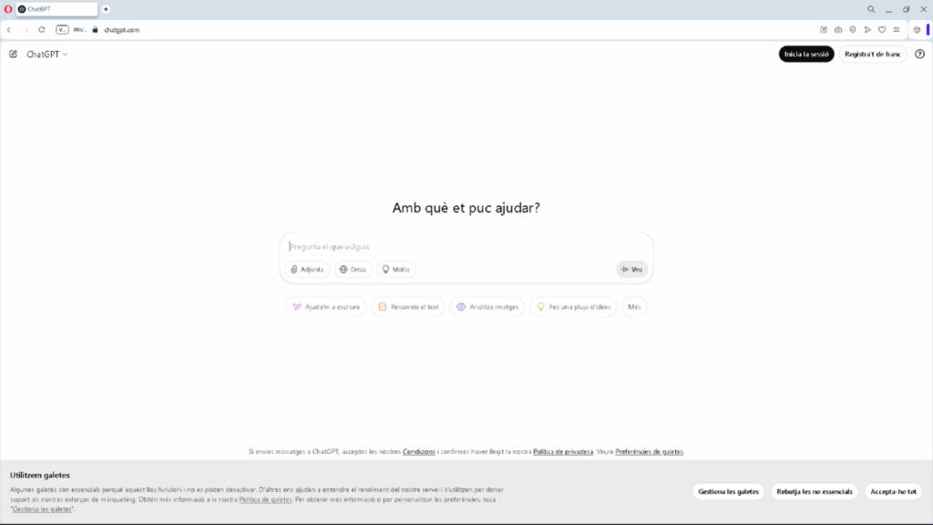 Pantalla de inicio de sesión en la plataforma ChatGPT.