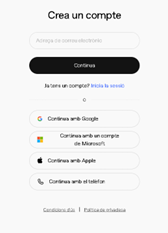 Opciones de registro en ChatGPT: correo electrónico, cuenta Google o Microsoft.