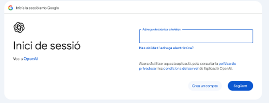 Pantalla para introducir el correo electrónico al registrarse en ChatGPT.