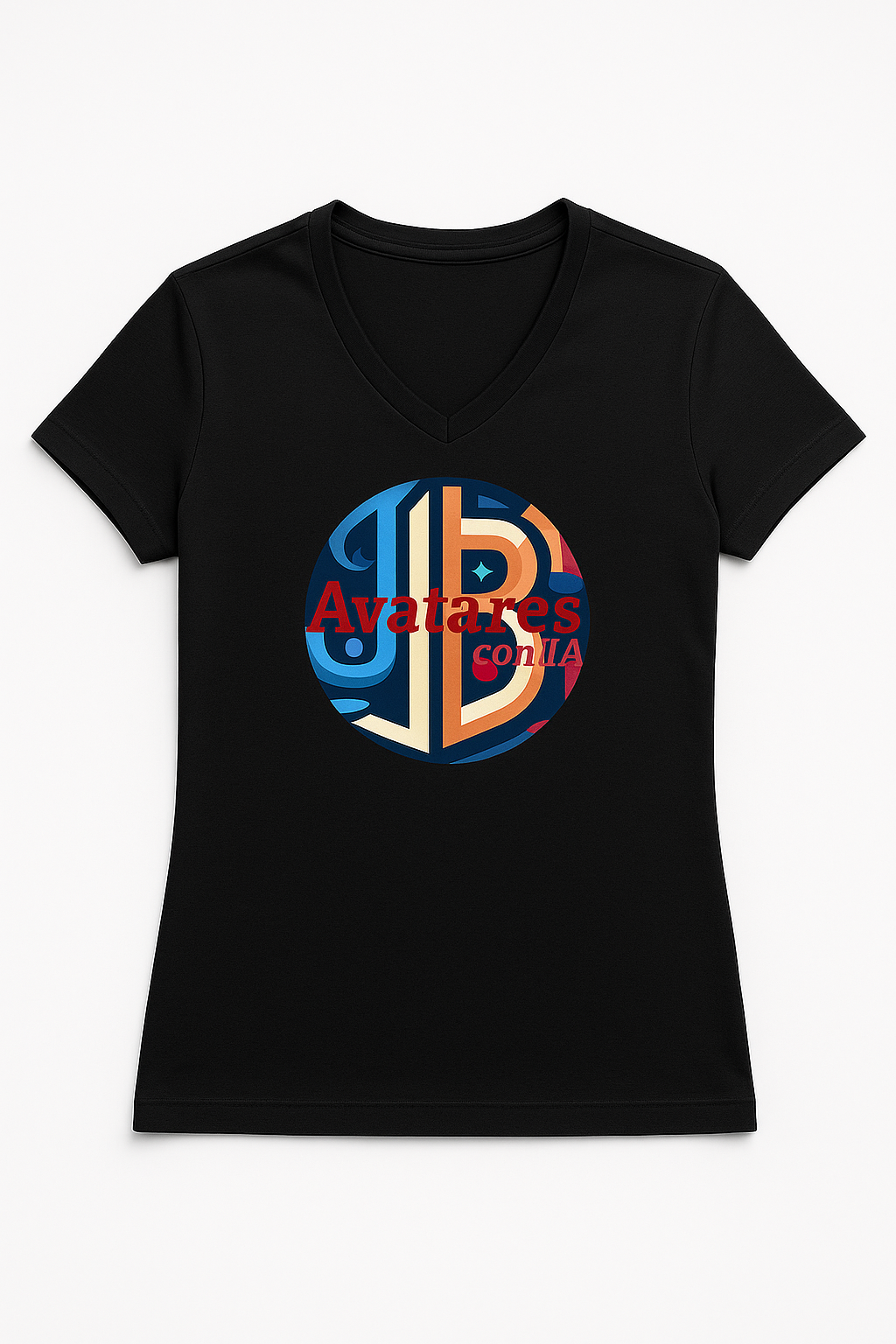 Camiseta negra con logo JJB Avatares para modelos virtuales con inteligencia artificial